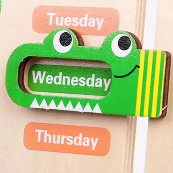 Wooden toys Kids Multi functional Calender Clock