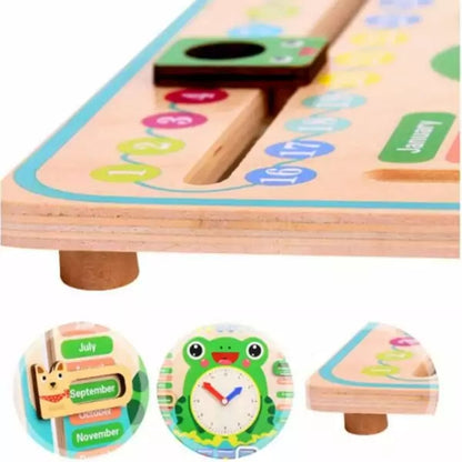 Wooden toys Kids Multi functional Calender Clock