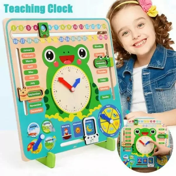 Wooden toys Kids Multi functional Calender Clock