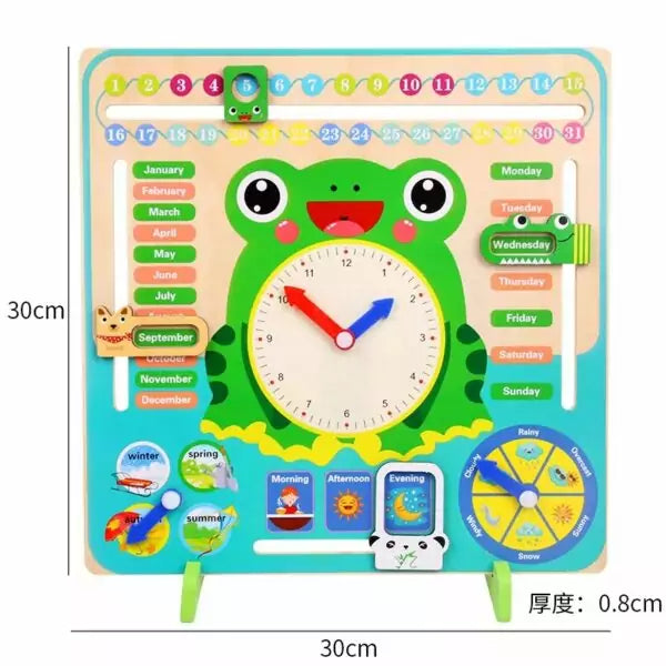 Wooden toys Kids Multi functional Calender Clock