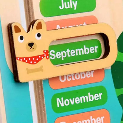 Wooden toys Kids Multi functional Calender Clock