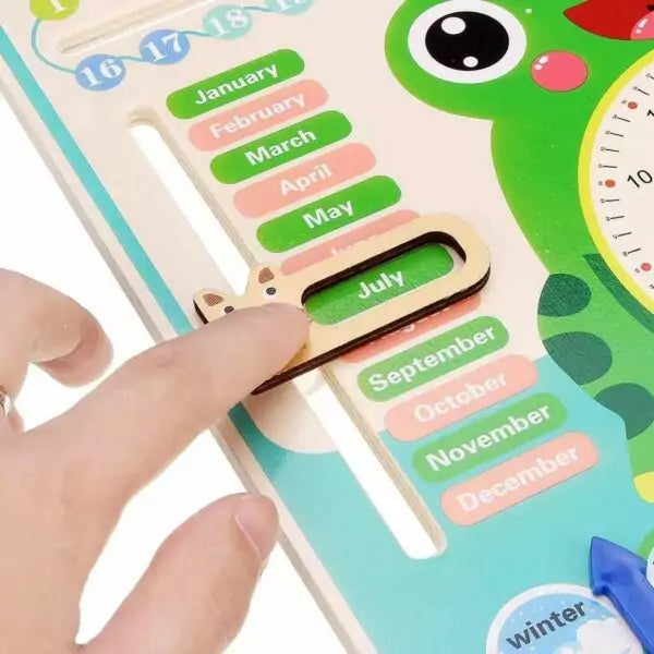 Wooden toys Kids Multi functional Calender Clock